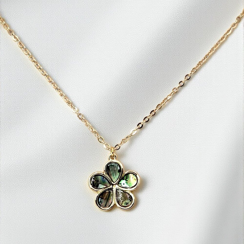 Plumeria Abalone Shell Necklace Paua Shell
